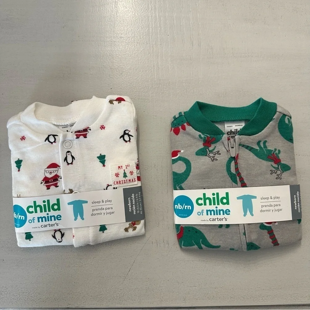 Child of Mine by Carters Newborn Sleep & Play Long Sleeve Onesies Sz Newborn NWT